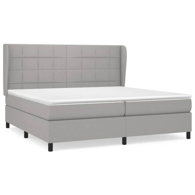 vidaXL Boxspringbett mit Matratze Hellgrau 200x200 cm Stoff1377613 von VIDAXL