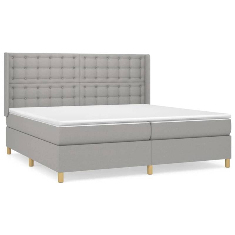 vidaXL Boxspringbett mit Matratze Hellgrau 200x200 cm Stoff1378401 von VIDAXL