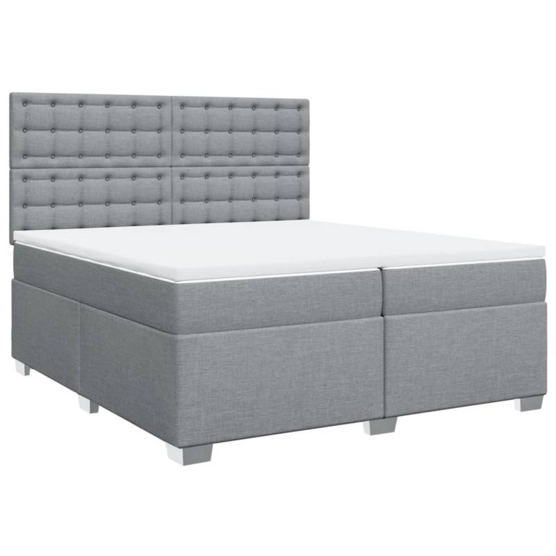 vidaXL Boxspringbett mit Matratze Hellgrau 200x200 cm Stoff2100384 von VIDAXL