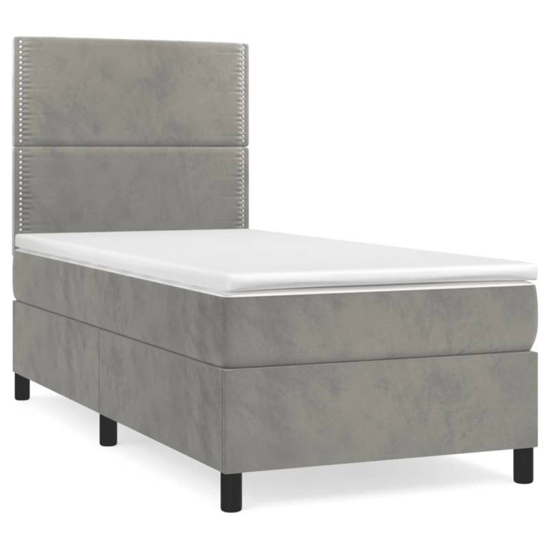 vidaXL Boxspringbett mit Matratze Hellgrau 80x200 cm Samt1349854 von VIDAXL