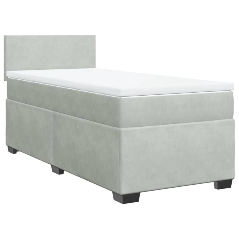 vidaXL Boxspringbett mit Matratze Hellgrau 80x200 cm Samt2101784 von VIDAXL