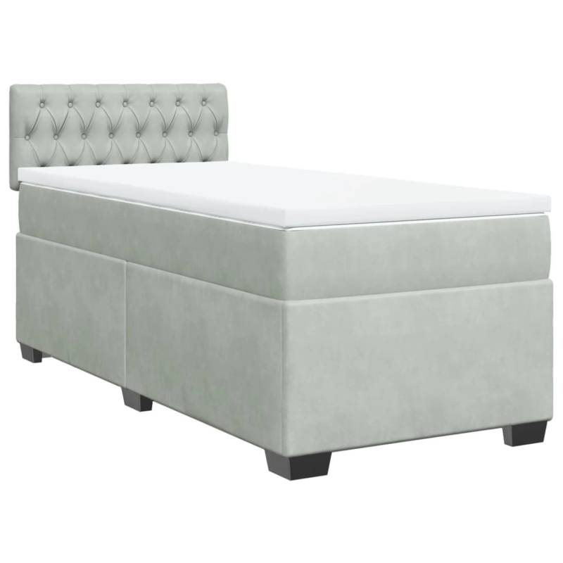 vidaXL Boxspringbett mit Matratze Hellgrau 80x200 cm Samt2101795 von VIDAXL