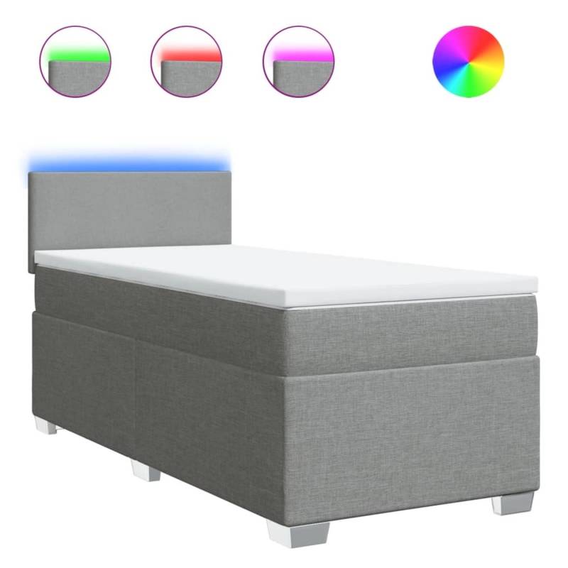 vidaXL Boxspringbett mit Matratze Hellgrau 90x190 cm Stoff2105326 von VIDAXL
