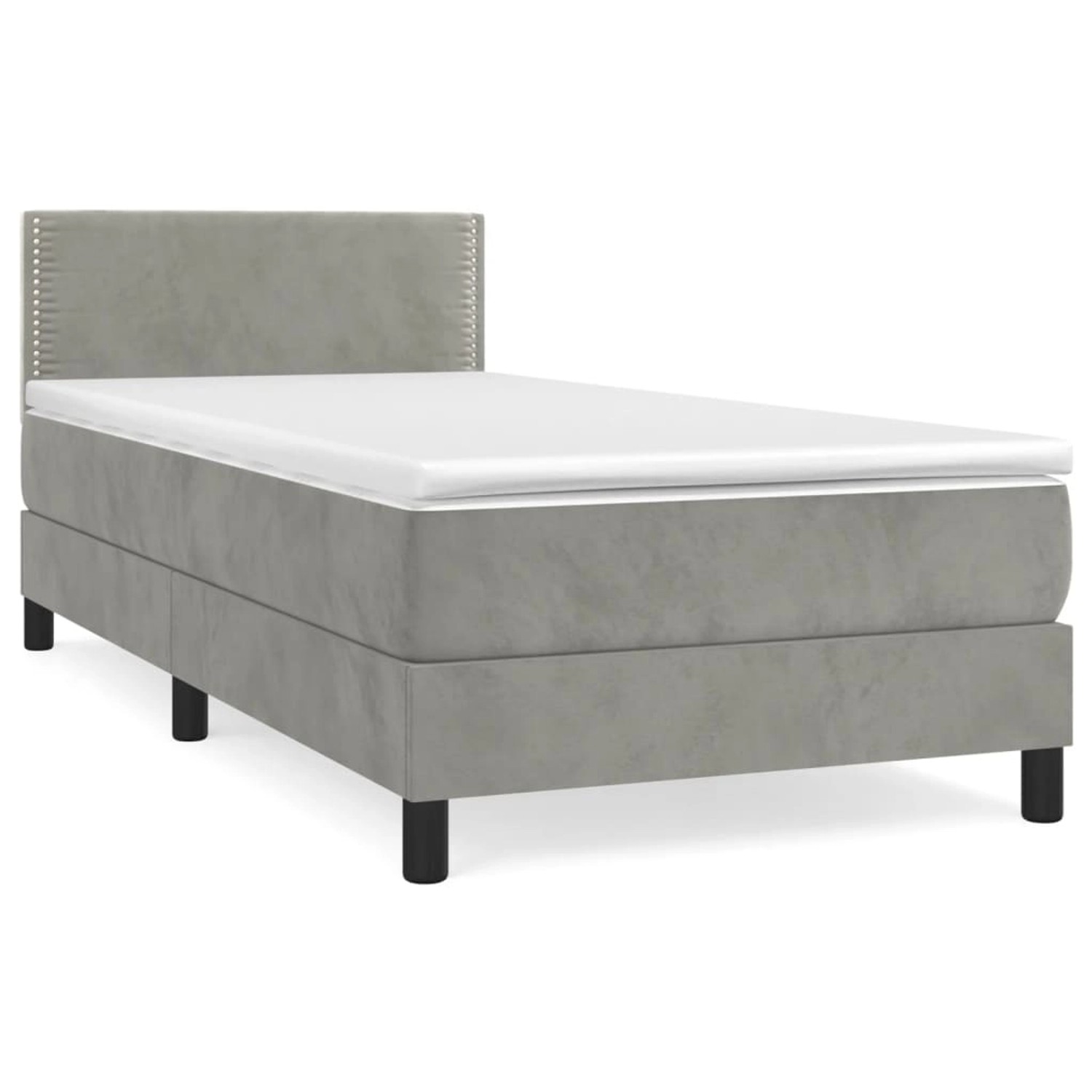vidaXL Boxspringbett mit Matratze Hellgrau 90x200 cm Samt1348930 vidaXL Boxspringbett mit Matratze Hellgrau 90x200 cm Samt1348930 von VIDAXL