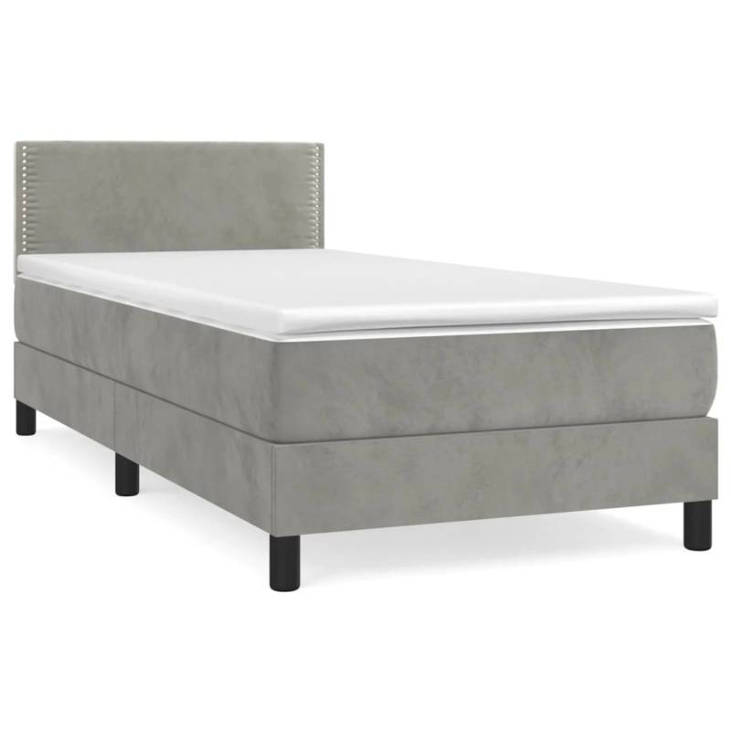 vidaXL Boxspringbett mit Matratze Hellgrau 90x200 cm Samt1348930 von VIDAXL