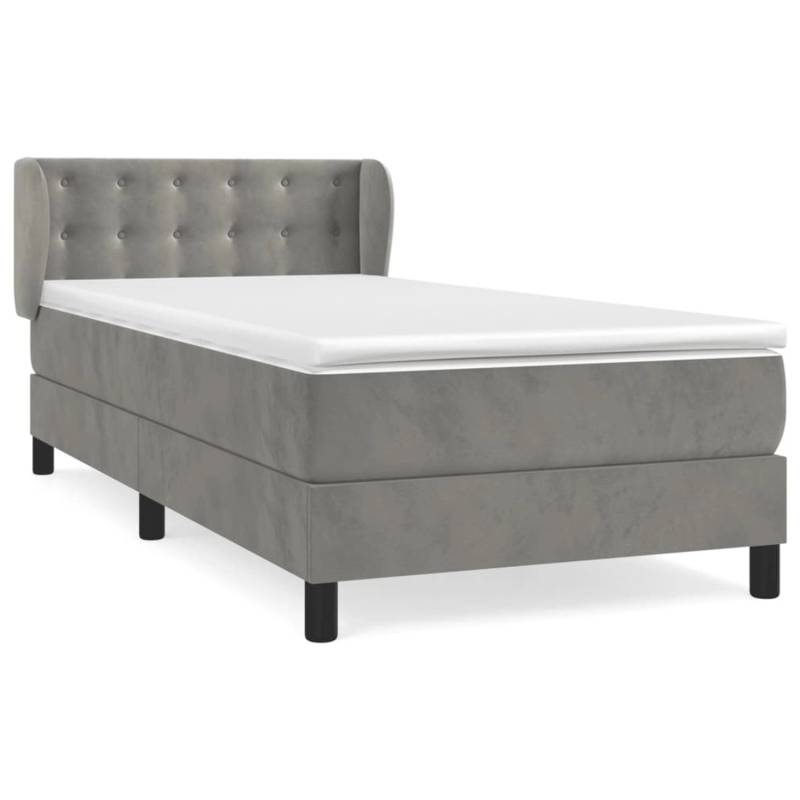 vidaXL Boxspringbett mit Matratze Hellgrau 90x200 cm Samt1388315 von VIDAXL