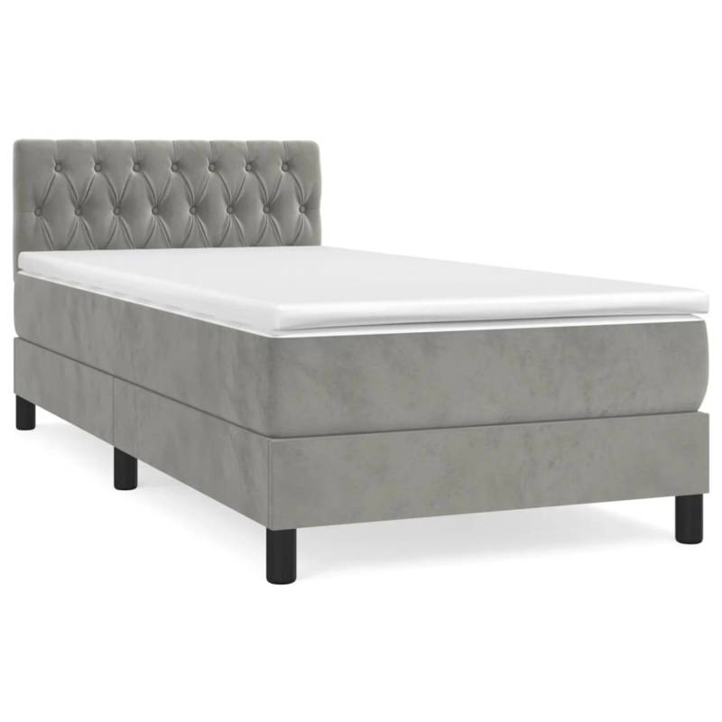 vidaXL Boxspringbett mit Matratze Hellgrau 90x200 cm Samt1388352 von VIDAXL