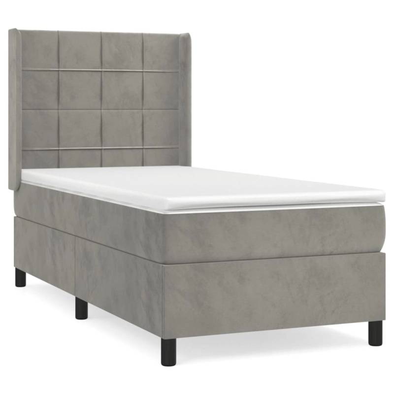 vidaXL Boxspringbett mit Matratze Hellgrau 90x200 cm Samt1394543 von VIDAXL