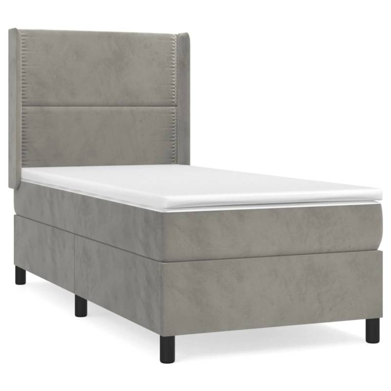 vidaXL Boxspringbett mit Matratze Hellgrau 90x200 cm Samt1396401 von VIDAXL