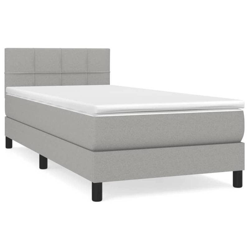 vidaXL Boxspringbett mit Matratze Hellgrau 90x200 cm Stoff1388684 von VIDAXL