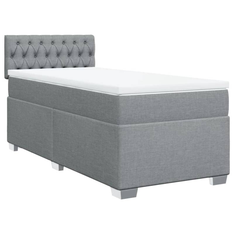 vidaXL Boxspringbett mit Matratze Hellgrau 90x200 cm Stoff2097669 von VIDAXL