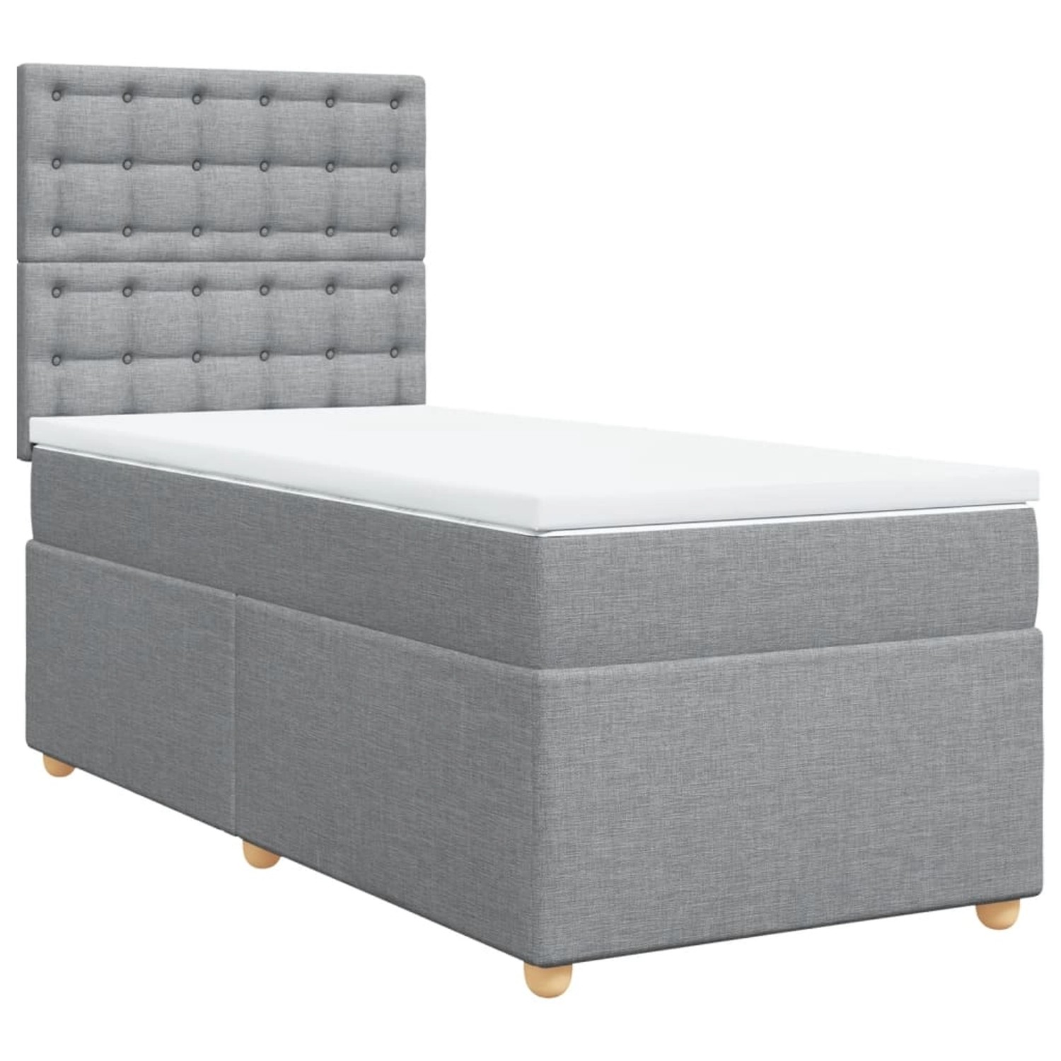 vidaXL Boxspringbett mit Matratze Hellgrau 90x200 cm Stoff2097816 von VIDAXL