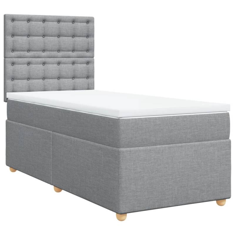 vidaXL Boxspringbett mit Matratze Hellgrau 90x200 cm Stoff2097816 von VIDAXL