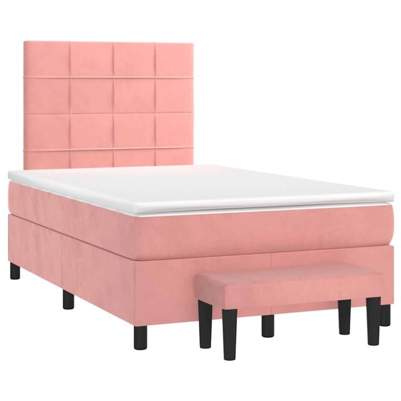 vidaXL Boxspringbett mit Matratze Rosa 120x190 cm Samt 3270474 von VIDAXL
