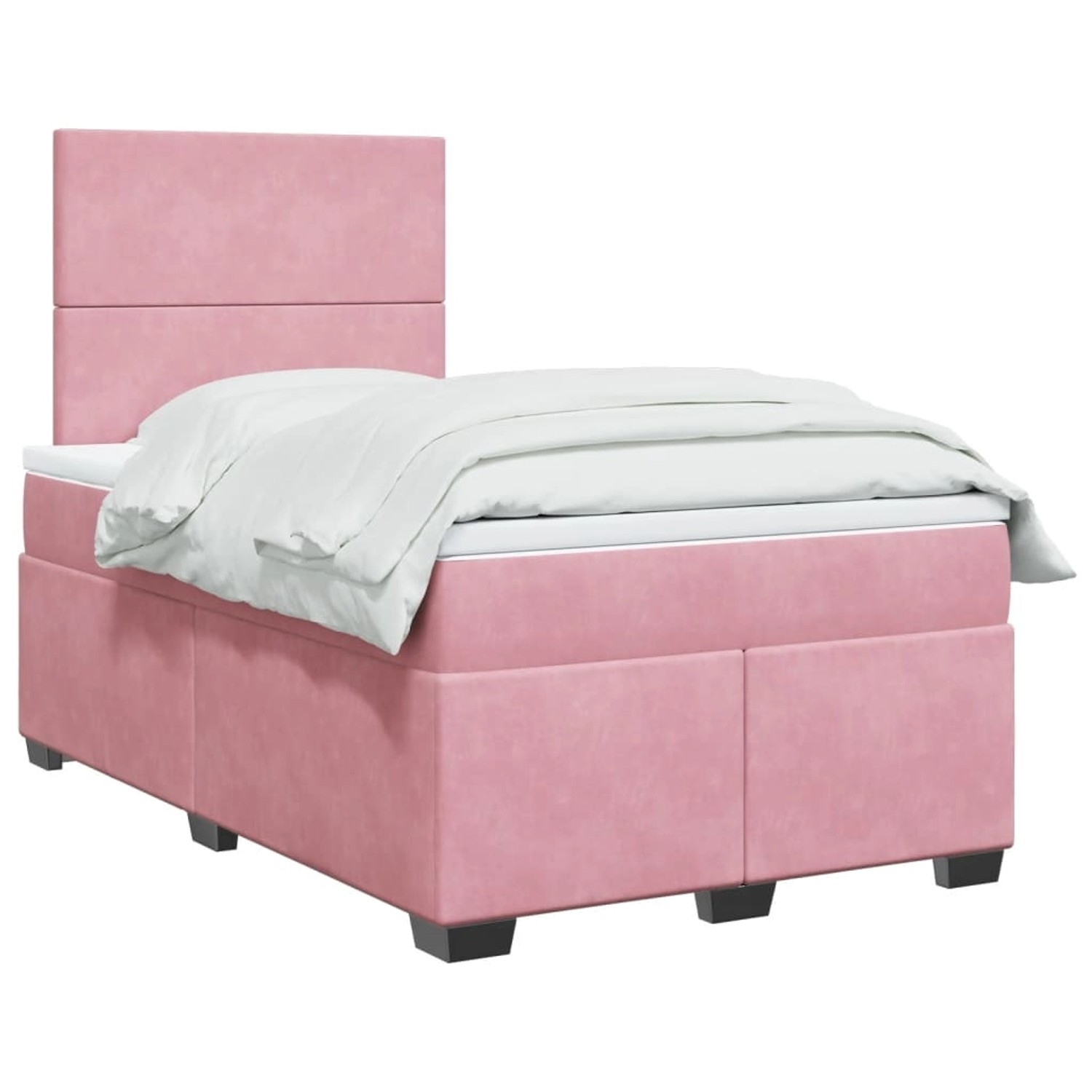 vidaXL Boxspringbett mit Matratze Rosa 120x190 cm Samt 3293157 von VIDAXL