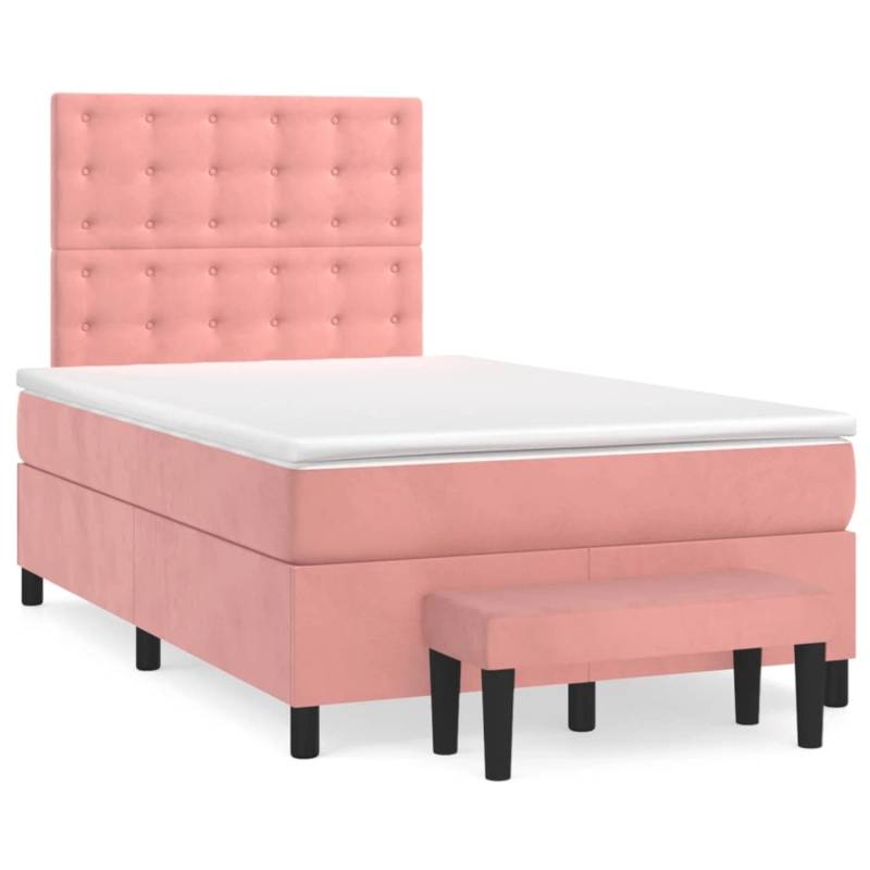 vidaXL Boxspringbett mit Matratze Rosa 120x200 cm Samt1399379 von VIDAXL