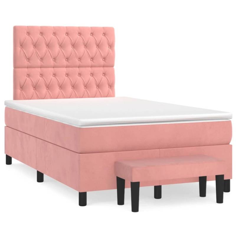 vidaXL Boxspringbett mit Matratze Rosa 120x200 cm Samt1399386 von VIDAXL