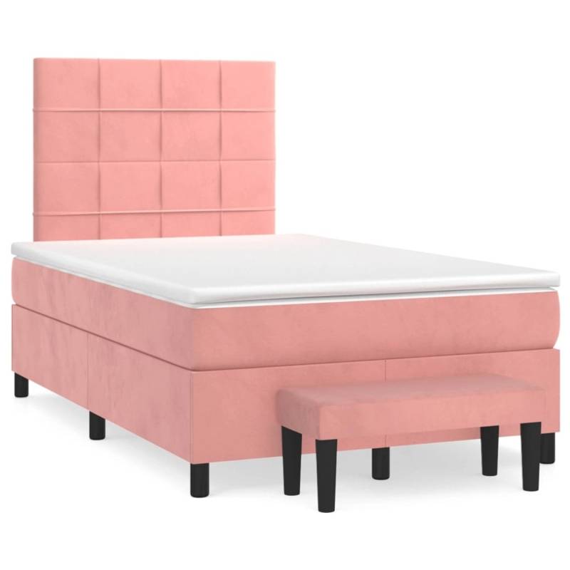 vidaXL Boxspringbett mit Matratze Rosa 120x200 cm Samt1466410 von VIDAXL