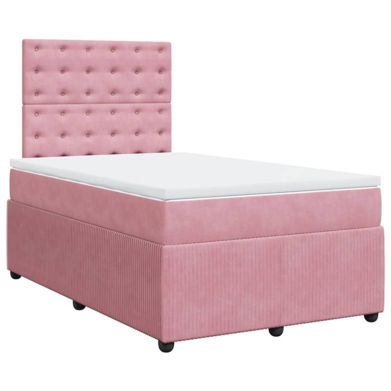 vidaXL Boxspringbett mit Matratze Rosa 120x200 cm Samt2102724 von VIDAXL