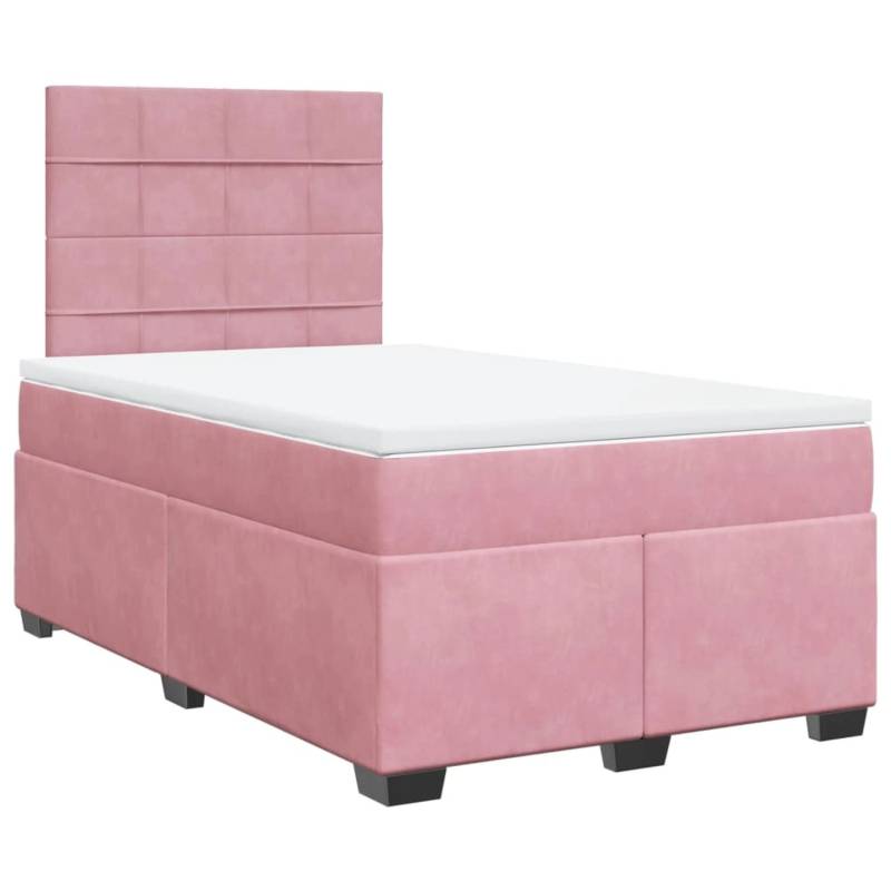 vidaXL Boxspringbett mit Matratze Rosa 120x200 cm Samt2103252 von VIDAXL