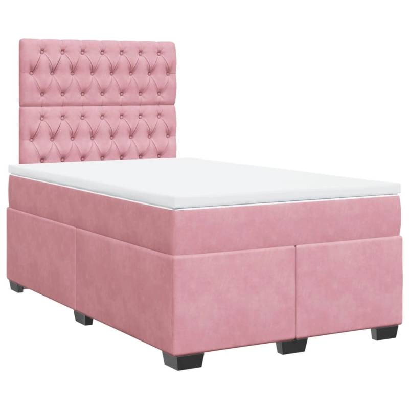 vidaXL Boxspringbett mit Matratze Rosa 120x200 cm Samt2103253 von VIDAXL