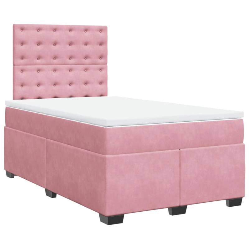vidaXL Boxspringbett mit Matratze Rosa 120x200 cm Samt2107160 von VIDAXL