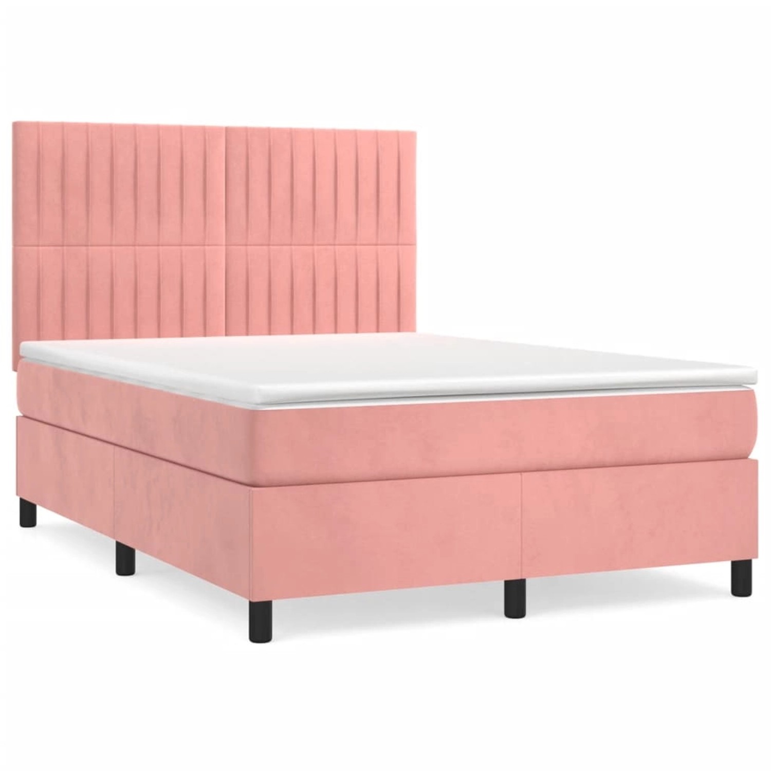 vidaXL Boxspringbett mit Matratze Rosa 140x200 cm Samt 3143150 von VIDAXL