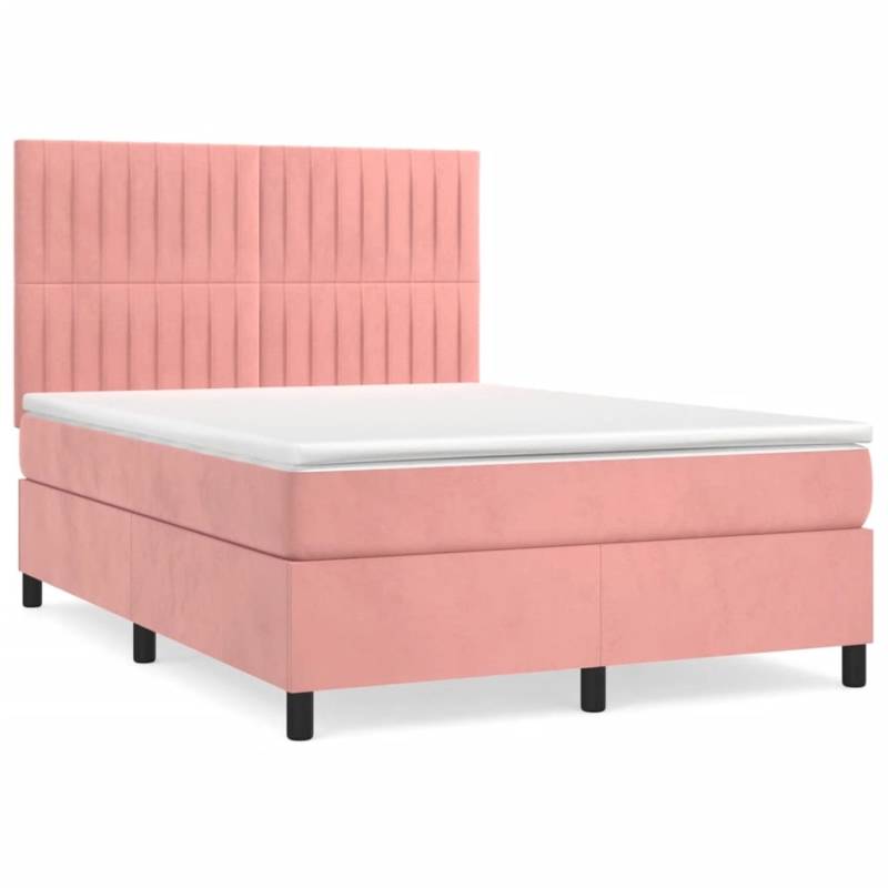 vidaXL Boxspringbett mit Matratze Rosa 140x200 cm Samt 3143150 von VIDAXL