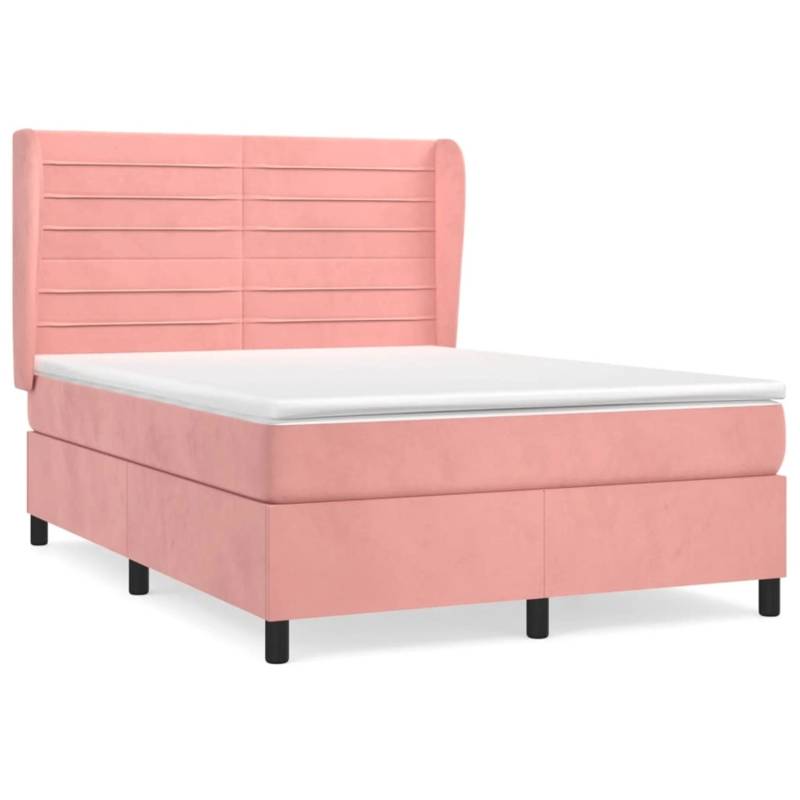 vidaXL Boxspringbett mit Matratze Rosa 140x200 cm Samt1372708 von VIDAXL
