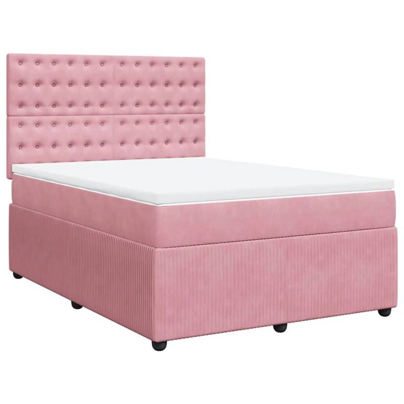 vidaXL Boxspringbett mit Matratze Rosa 160x200 cm Samt 3292399 von VIDAXL
