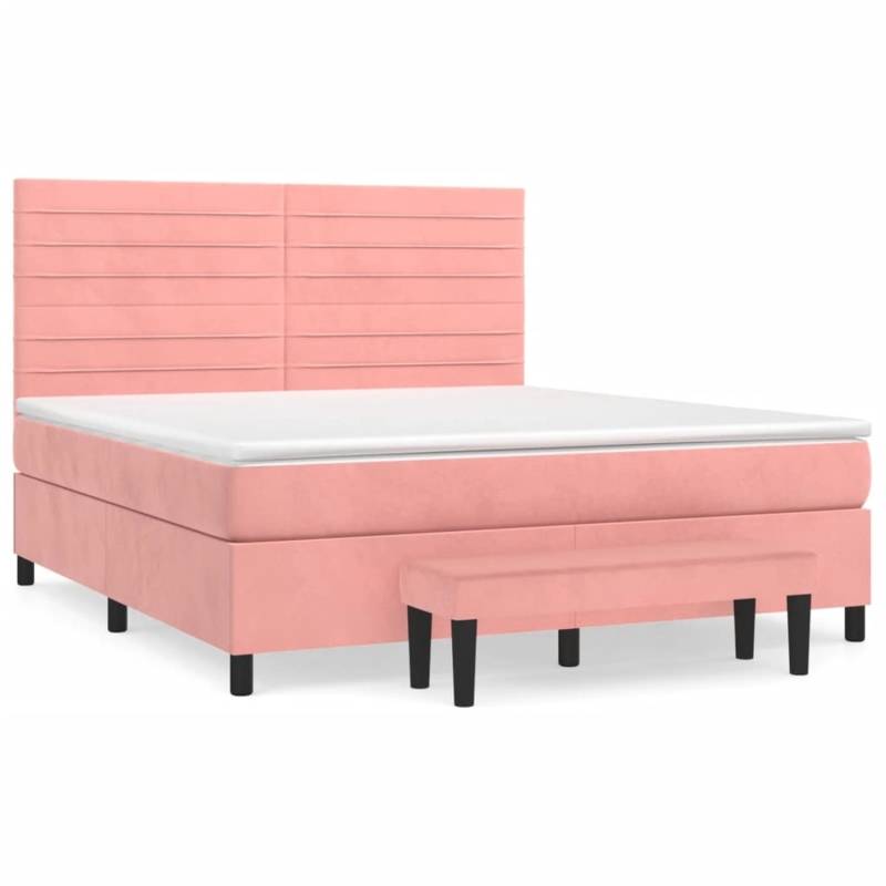 vidaXL Boxspringbett mit Matratze Rosa 160x200 cm Samt1350804 von VIDAXL