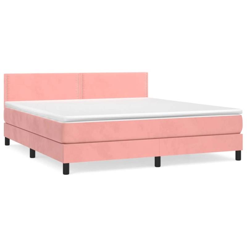vidaXL Boxspringbett mit Matratze Rosa 180x200 cm Samt1348944 von VIDAXL