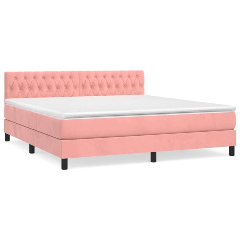vidaXL Boxspringbett mit Matratze Rosa 180x200 cm Samt1390004 von VIDAXL