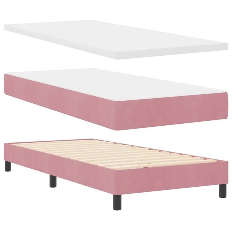 vidaXL Boxspringbett mit Matratze Rosa 200 x 100 cm Polyester 3341515 von VIDAXL