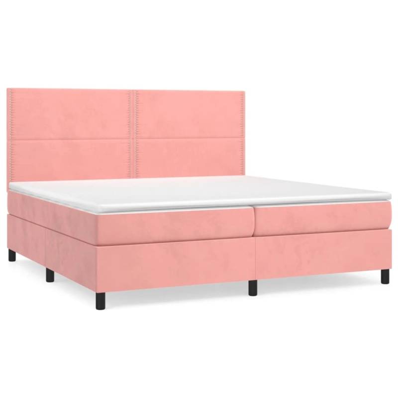 vidaXL Boxspringbett mit Matratze Rosa 200x200 cm Samt1348878 von VIDAXL