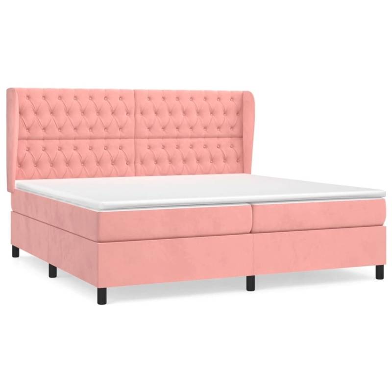 vidaXL Boxspringbett mit Matratze Rosa 200x200 cm Samt1373083 von VIDAXL