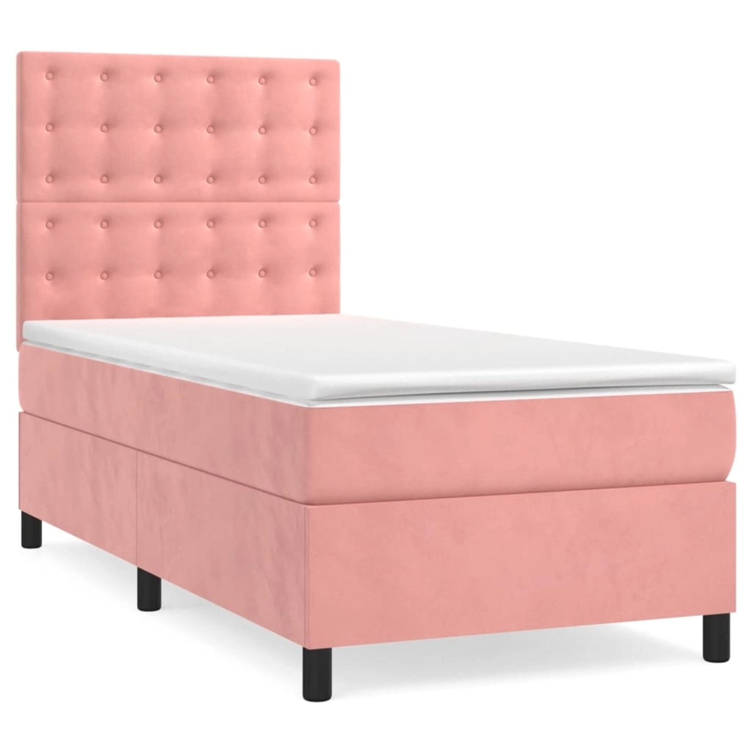 vidaXL Boxspringbett mit Matratze Rosa 90x190 cm Samt 3143240 von VIDAXL