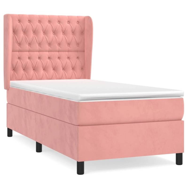 vidaXL Boxspringbett mit Matratze Rosa 90x190 cm Samt1383167 von VIDAXL