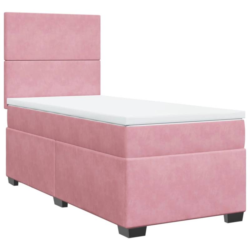 vidaXL Boxspringbett mit Matratze Rosa 90x190 cm Samt2099307 von VIDAXL