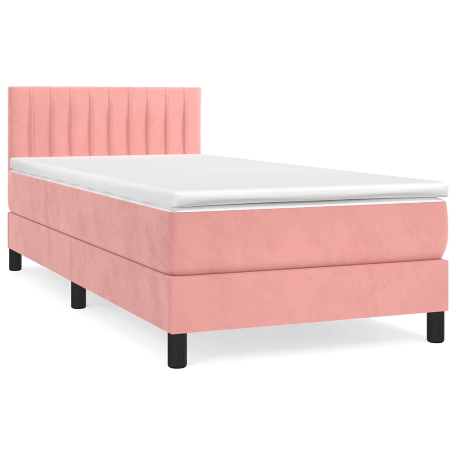 vidaXL Boxspringbett mit Matratze Rosa 90x200 cm Samt 3141406 von VIDAXL