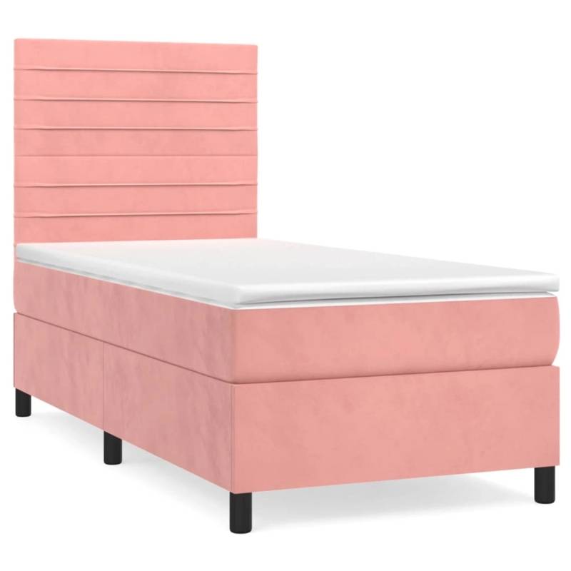 vidaXL Boxspringbett mit Matratze Rosa 90x200 cm Samt1537926 von VIDAXL