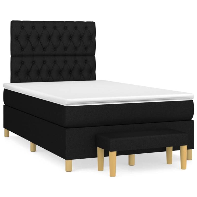 vidaXL Boxspringbett mit Matratze Schwarz 120x200 cm Stoff1358813 von VIDAXL