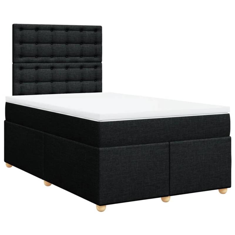 vidaXL Boxspringbett mit Matratze Schwarz 120x200 cm Stoff2102216 von VIDAXL