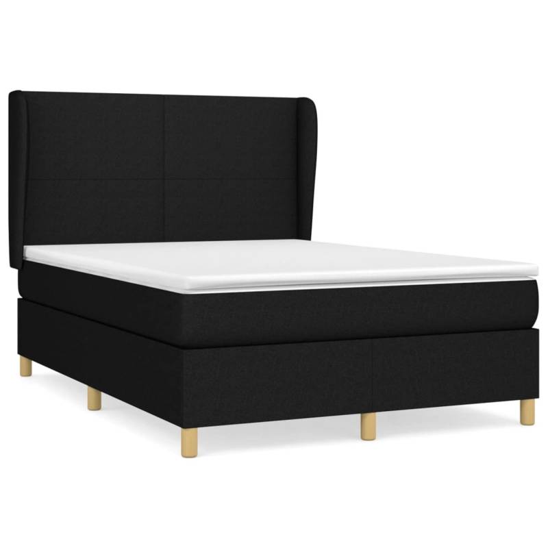 vidaXL Boxspringbett mit Matratze Schwarz 140x190 cm Stoff1372843 von VIDAXL