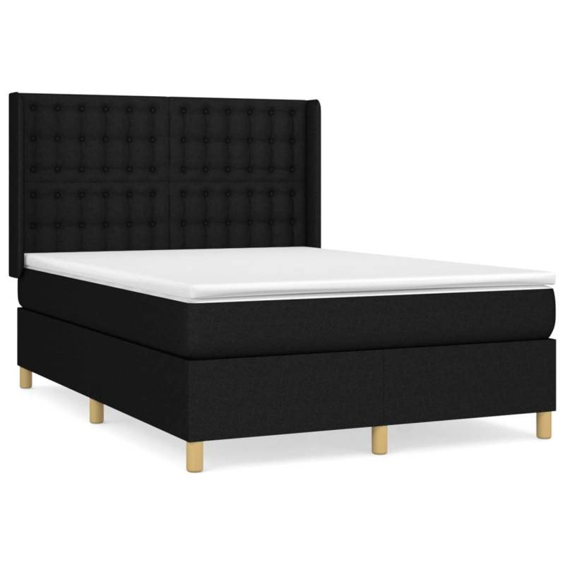 vidaXL Boxspringbett mit Matratze Schwarz 140x190 cm Stoff1396479 von VIDAXL
