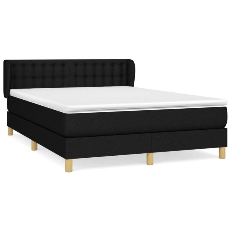 vidaXL Boxspringbett mit Matratze Schwarz 140x190 cm Stoff1466624 von VIDAXL