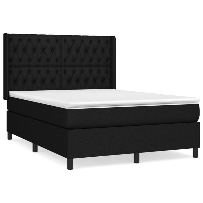 vidaXL Boxspringbett mit Matratze Schwarz 140x190 cm Stoff1469095 von VIDAXL