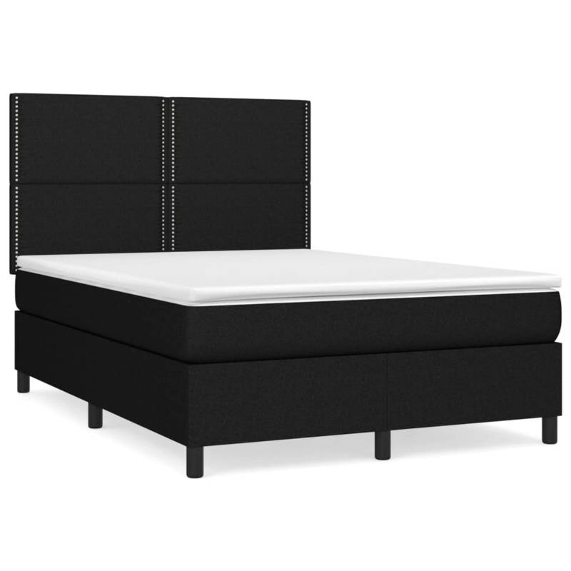 vidaXL Boxspringbett mit Matratze Schwarz 140x200 cm Stoff1466849 von VIDAXL