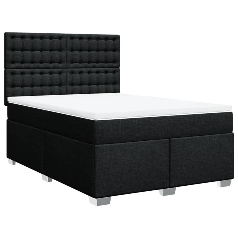 vidaXL Boxspringbett mit Matratze Schwarz 140x200 cm Stoff2100022 von VIDAXL