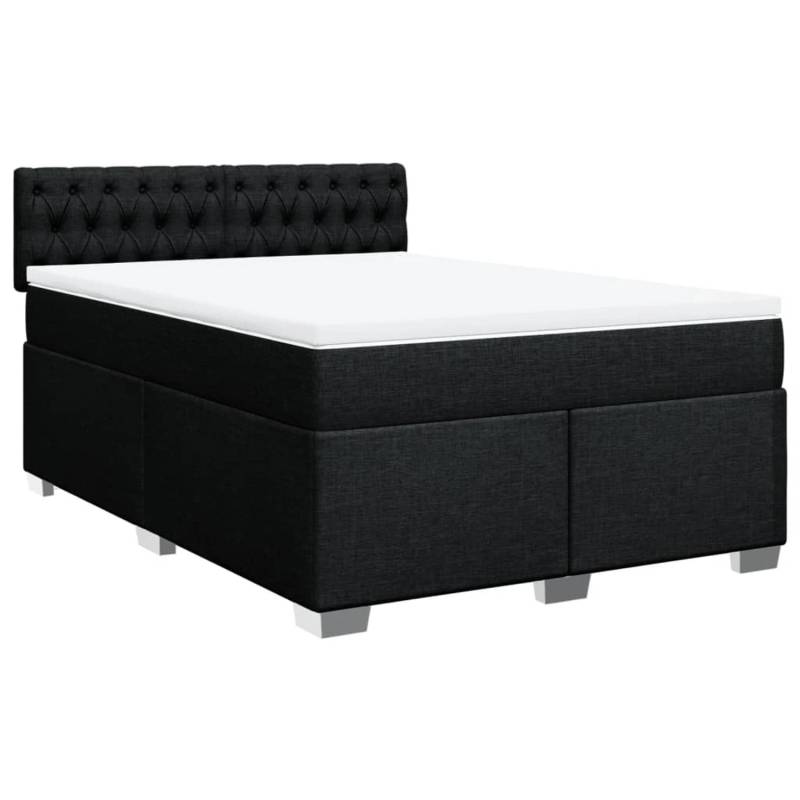 vidaXL Boxspringbett mit Matratze Schwarz 140x200 cm Stoff2103953 von VIDAXL